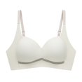 thumbnail image 1 of Mrat Backless Bras for Women Push up Casual Front Button Shaping Cup Shoulder Strap Underwire Bra Plus Size Wire-Free Bra Pads Inserts Push up L_13 Beige 34, 1 of 9