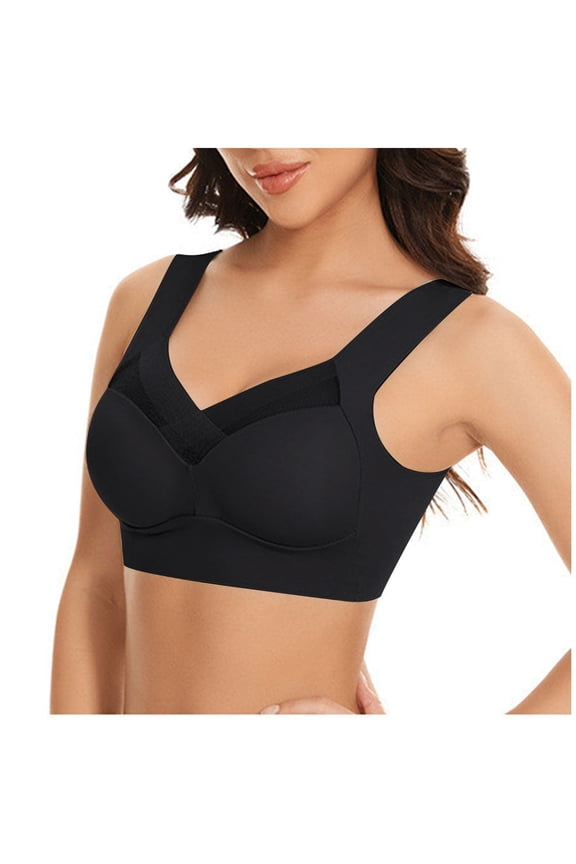 Mrat Bralettes for Women with Support Tank Tops Racerback Cotton Bras Strapless Push up Full Coverage Sheer Bralette High Support Sports Sports Bras for Women Black 2XL