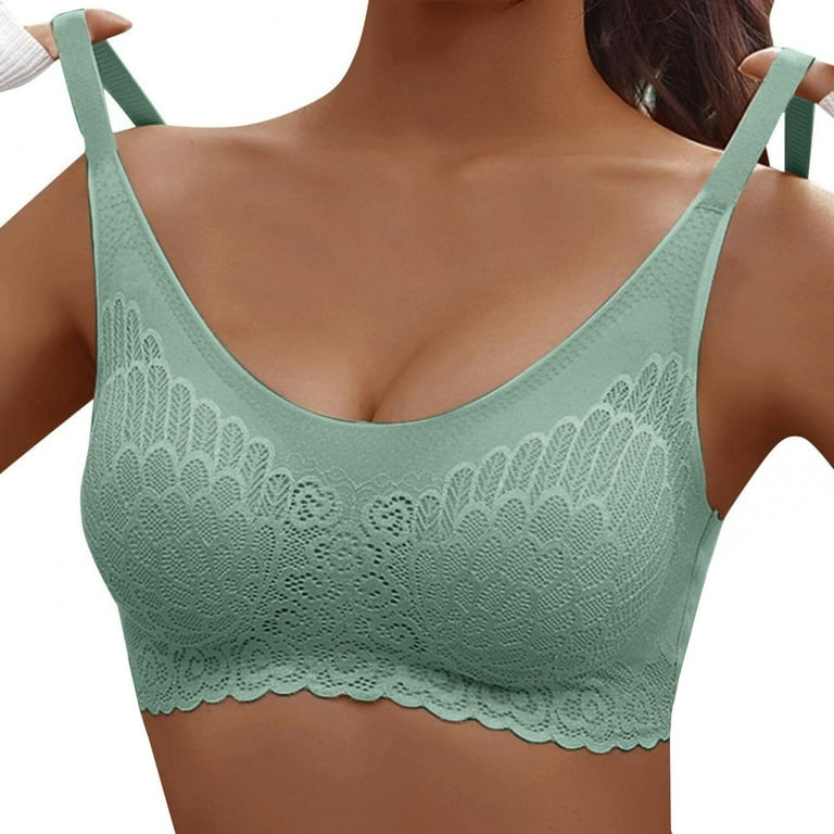 Mrat Clearance Bras for Large Breasts Woman Bra Underwears Front Closure  Post Camisole Racerback Crop Tops Lace Bralettes V Neck Bras for Large  Breasts Sports Base Underwears Green 2XL 