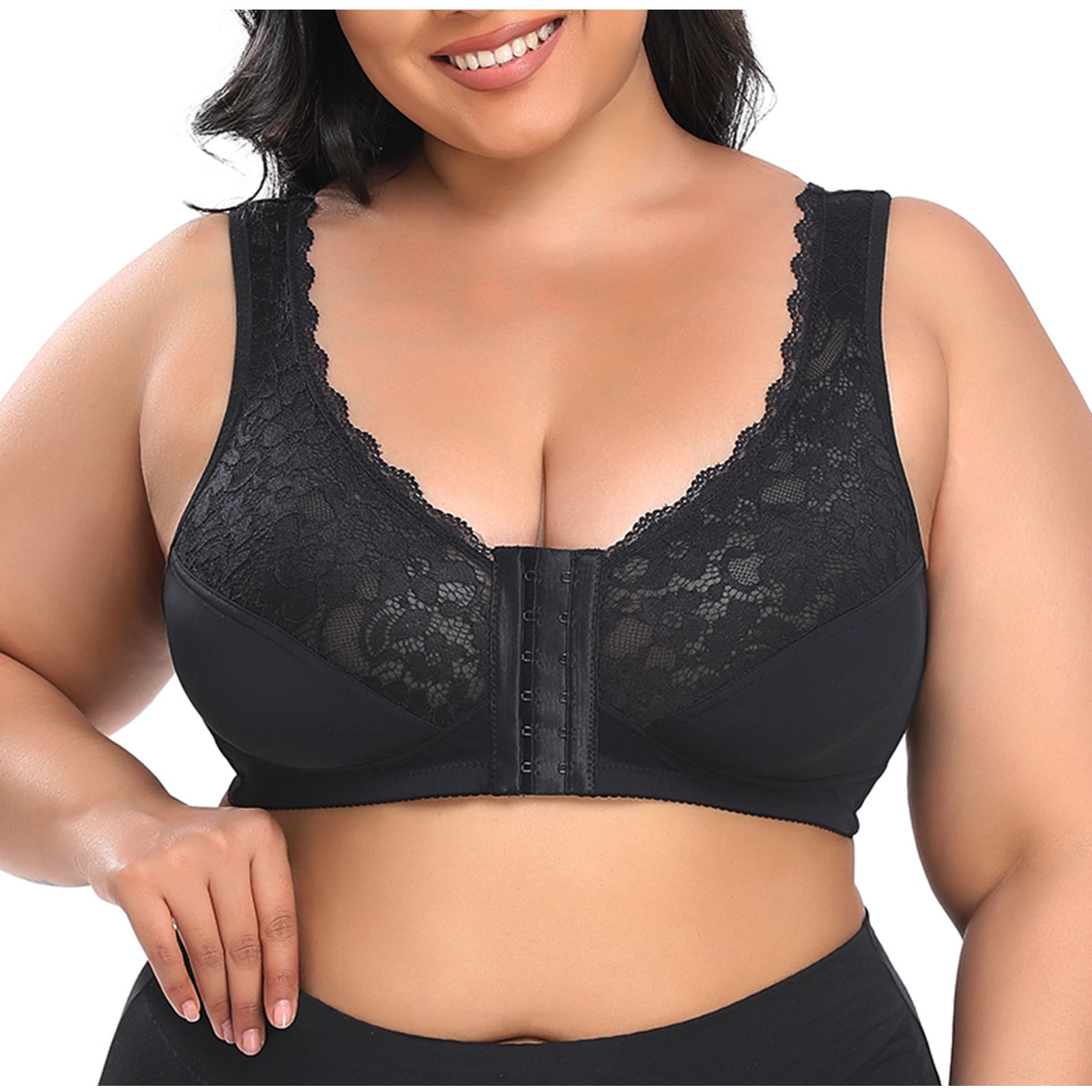 Snap Front Push Up Bras Plus Size Tank Bralettes Mesh Straps Solid Open  Front Seamless No Underwire Bras for Women Black : : Clothing,  Shoes & Accessories