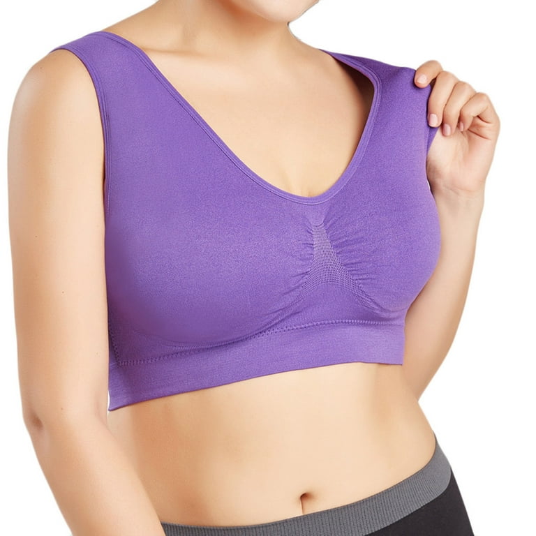 Mrat Clearance Bras for Older Women Clearance Women Pure Color Plus Size  Ultra-Thin Large Bra Sports Bra Full Bra Cup Tops Braless Bra Sticky Push  up L_23 Purple M 