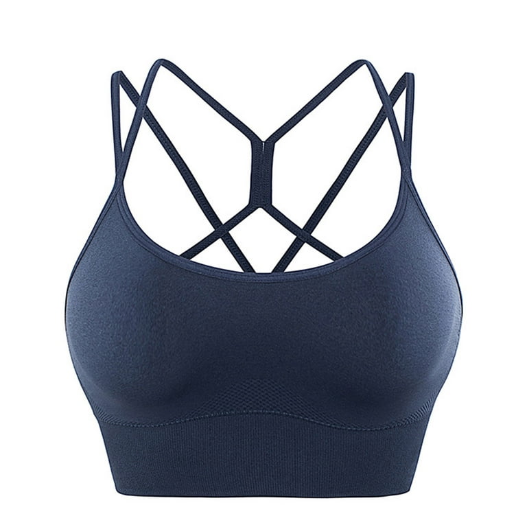 Mrat Clearance Bras for Women with Lift Clearance Women's Large Sports Bra  Without Underwire Wrap Tank Tops Gathering Yoga Fitness Sports Bras Bra  Pads Inserts Push up L_25 Blue S 