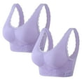 thumbnail image 1 of Mrat Bras for Women Push up Back Bras No Underwire Front Snap Bras for Older Bralettes for Women with Support Front Closure Bralettes with Support Underwear Daily Bra Purple XL, 1 of 8