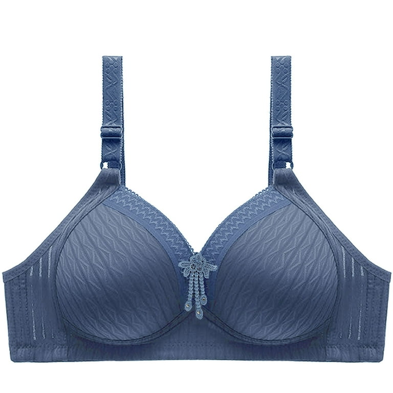 Mrat Clearance Bras for Women Underwire Solid Color Bowknot Comfortable  Push up Plus Size Women's Lounge Unlined Scoop Neck Bralette Bras for Women  Underwire Hollow Out Bra Underwear Blue M 