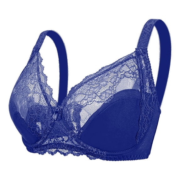 Mrat Clearance Bras for Women Wire-Free Plus Size Lingerie Racerback Bralette Sheer Bralette Sport High Support Bra Underwired Push Up Lace Bra Blue_N 5XL