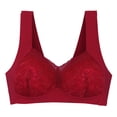 thumbnail image 1 of Mrat Clearance Bras for Women Wireless Womens Plus Size Comfortable Breathable Bra Front Closure Plus Size Lace V Neck Criss Cross Back Bralette Bras for Women Wireless Underwear Red M, 1 of 2