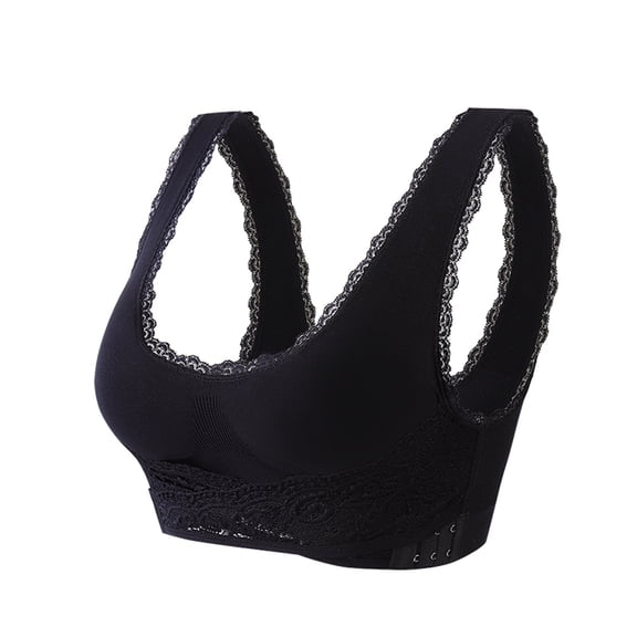 Mrat Brasieres Mujer Busto Ladies Traceless Comfortable No Wire Vest Breathable Gathering Bra Woman Underwear Daisy Bra 9 Black 4XL