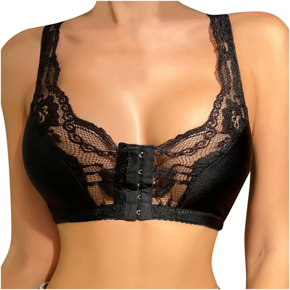 Mrat Cotton Bras for Women Ladies Bra without Wire Cotton Sports Stretch Seamfree Cami Strap Bralette Cotton Bras for Women Large Lace Size Lingerie Bras Black L