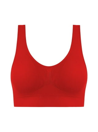 Spencer Women's Seamless Sports Bra Mesh Removable Pad Yoga Lingerie Bras  Racerback High Impact Workout Crop Tops L,Rose Red 