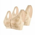 thumbnail image 1 of Mrat Front Closure Bras for Women Plus Size Bandeau Racerback Bras Tank Tops with Built in Bras Padded Bralettes for Women Large Breasts Front Closure Bras Lingerie Bras Beige 3XL, 1 of 8