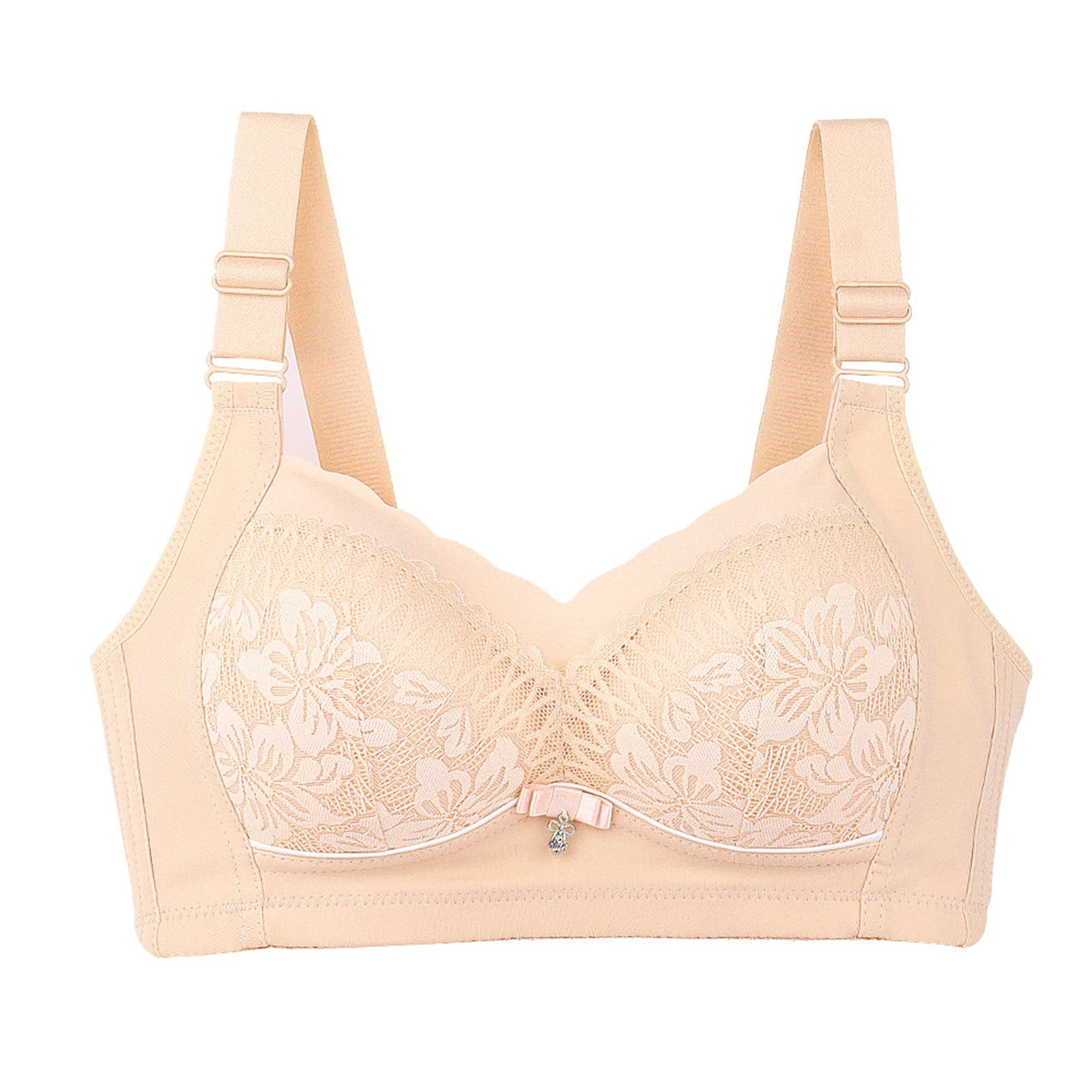 Mrat Clearance Women's Sports Bras Comfortable Lace Breathable Bras  Wire-Free Sleep Bras Large Breasts Plus Size Strapless Bra Underwear  Beige_J 3XL 