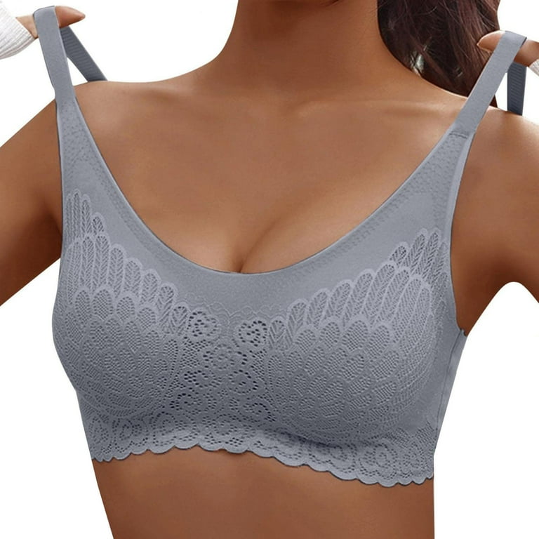 Mrat Clearance Women's Sports Bras Comfortable Lace Breathable Bras  Wire-Free Sleep Bras Large Breasts Plus Size Strapless Bra Underwear  Beige_J 3XL 