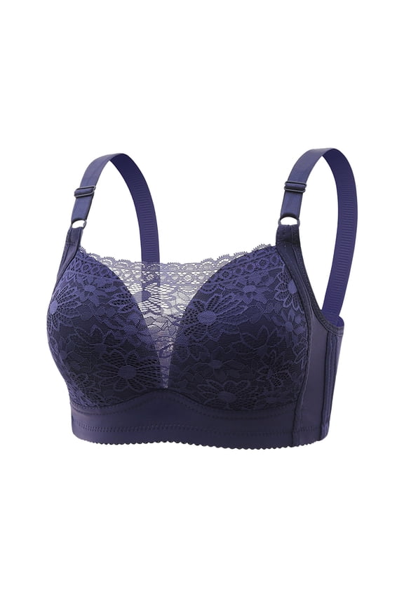 Mrat Lace Bralettes for Women Ribbed Nursing Supportive Sports Bras Strapless Large Bust Tank Tops Front Closure Bras Workout Strapless Bras for Women Navy M