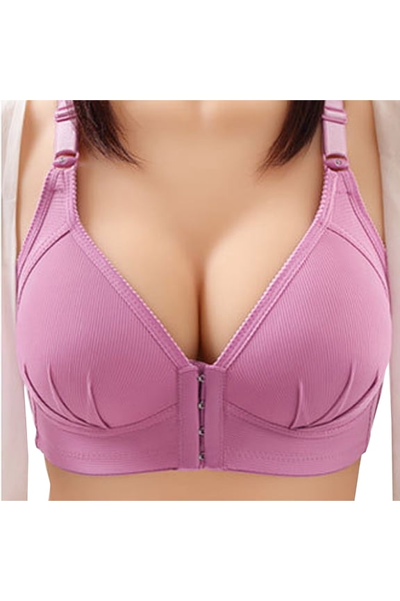 Mrat Ladies Bras wireless Women Plus Size Solid Color Supportive Lace Bralettes for Women Ladies Bras wireless Underwear Purple S
