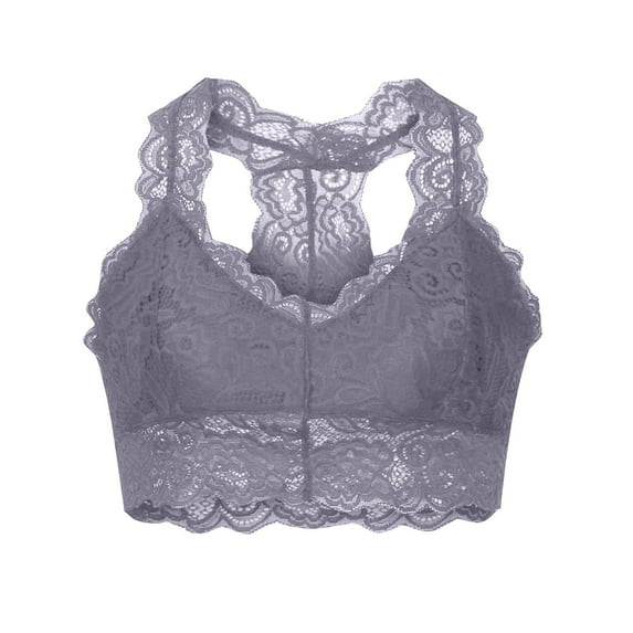 Mrat Clearance Ladies Bras without wire Women Plus Size Crop Wire Sleep Large Breasts Bralettes for Women Ladies Bras Free Bra Lace Lingerie V-Neck Underwear Gray 3XL
