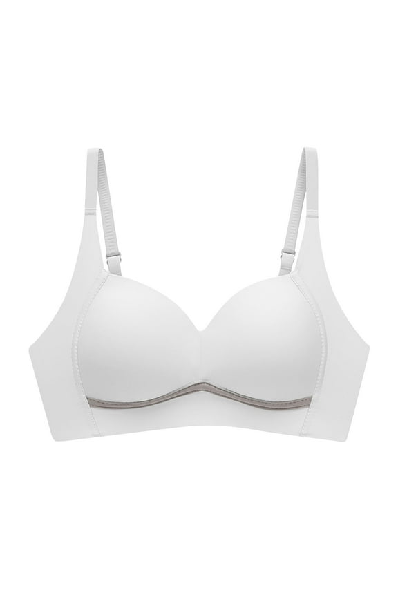 Microdermabrasion Facial Scrub Casual Front Button Shaping Cup Shoulder Strap Underwire Bra Plus Size Wire-Free Comfort Bra L_13 White 32