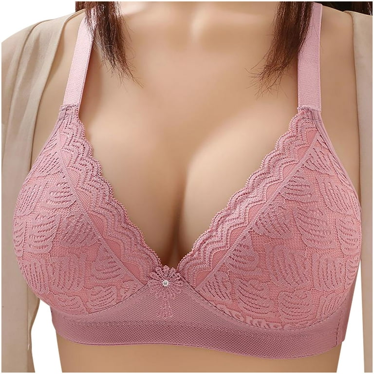 Mrat Clearance Plus Size Bras Clearance Fixed Cup Comfortable Small Chest  Gathered Lace Without Underwire Bra Women's Strapless Bra Unlined Underwire  Plus Size Support L_21 Hot Pink XL 