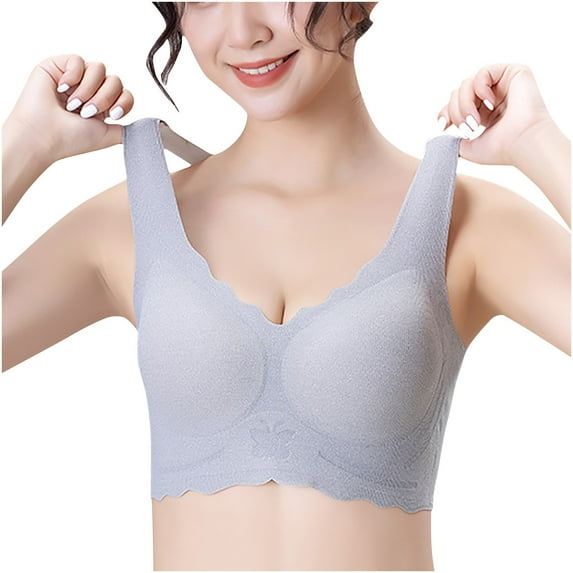 Mrat Clearance Plus Size Bras Clearance Women's Bra Underwear Removable Shoulder Strap Daily Comfort Bra Underwear Third Love Bras for Women Front Closure Wireless Bras for Women Gray L