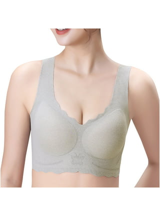 Front Button Bra for Middle-Aged and Elderly Women Sexy Lace Wireless  Brasieres Anti-Sagging Full Coverage Bralette (Color : Bean Paste, Size :  36/80) at  Women's Clothing store