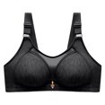 thumbnail image 1 of Mrat Push up Bras for Women Plus Size Womens Bowknot Printed Comfortable Hollow Out Bra Underwear No Underwire Backless Bra L_19 Black 3XL, 1 of 8