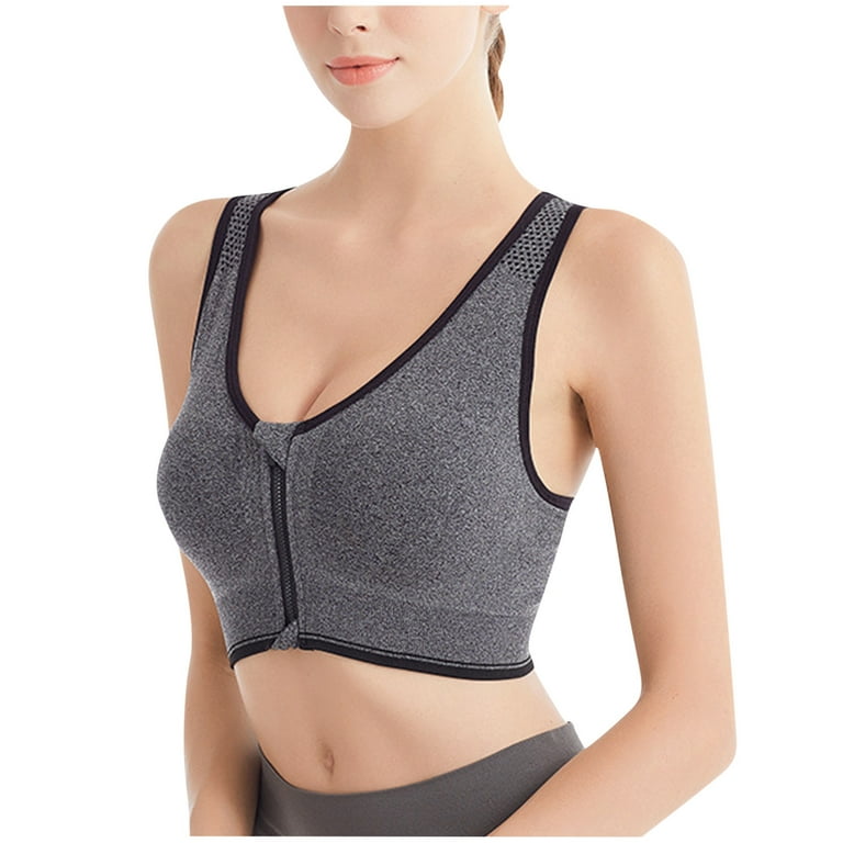 Mrat Clearance Racerback Bras for Women Front Clasp Workout Sports Front  Closure Sports Bras Lounge Front Zipper Sports Bras Front Closure Strapless  Large Breasts Bras for Women Push up Gray 4XL 