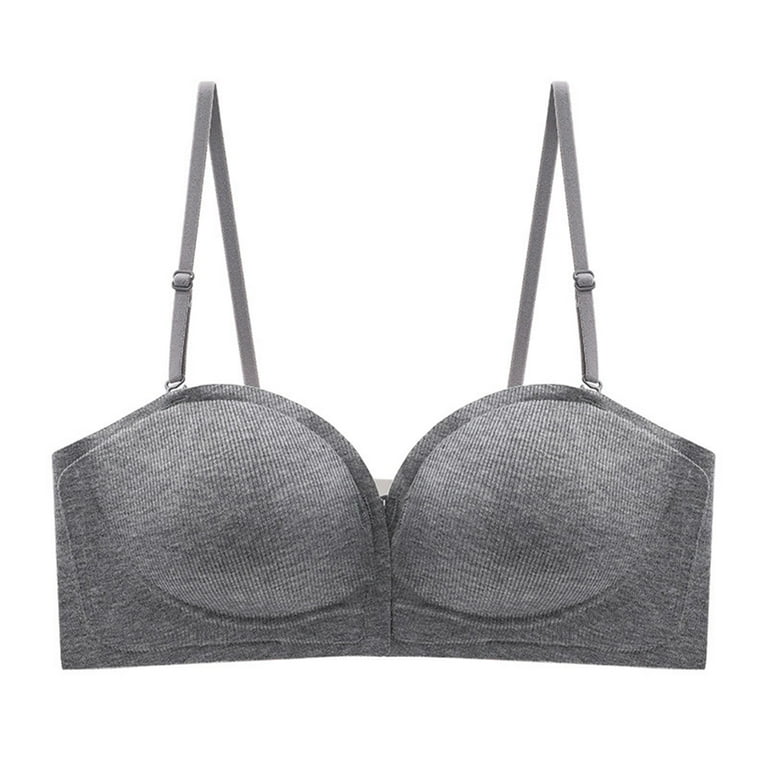 Mrat Clearance Seamless Bras for Women Clearance Strapless Underwear  Women's Non Chest Traceless No Underwire Front Buckle Bra Cover Padded Bras  for Women Sport Bras for Women High Support Gray S 