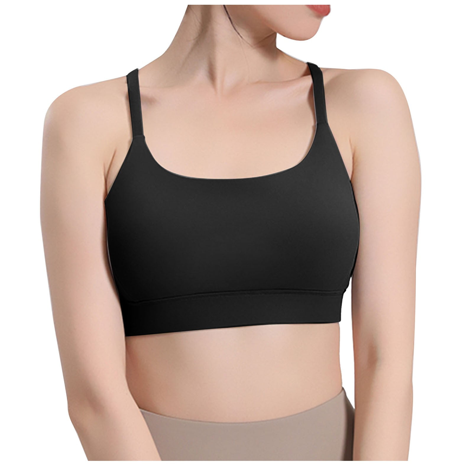Mrat Clearance Sheer Bras for Women Clearance Women's Sports Bra Vest  Push-Up Yoga Fitness Sports Bra with Removable Chest Pad Long Line Sport Bra  L_26 Black M 