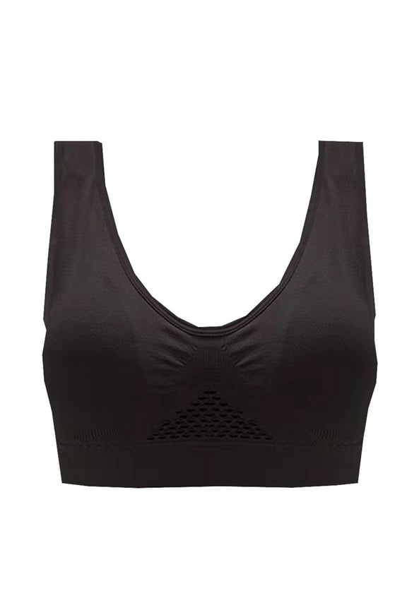 Sleep Bras for Women Ladies Traceless Comfortable No Wire Vest Breathable Gathering Sports Bra Woman Underwear Binder Bra 7 Black M