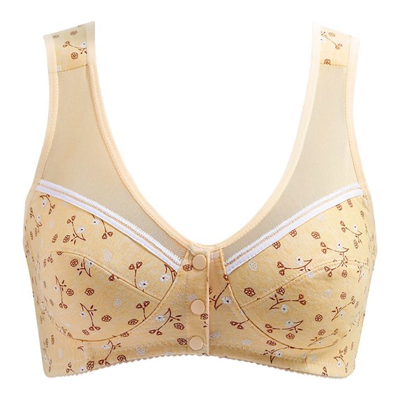 Mrat Clearance Sport Bras for Women Embroidered Comfortable Breathable Bras Sleep Bras Large Breasts Printed Bra Underwear Beige_E 38
