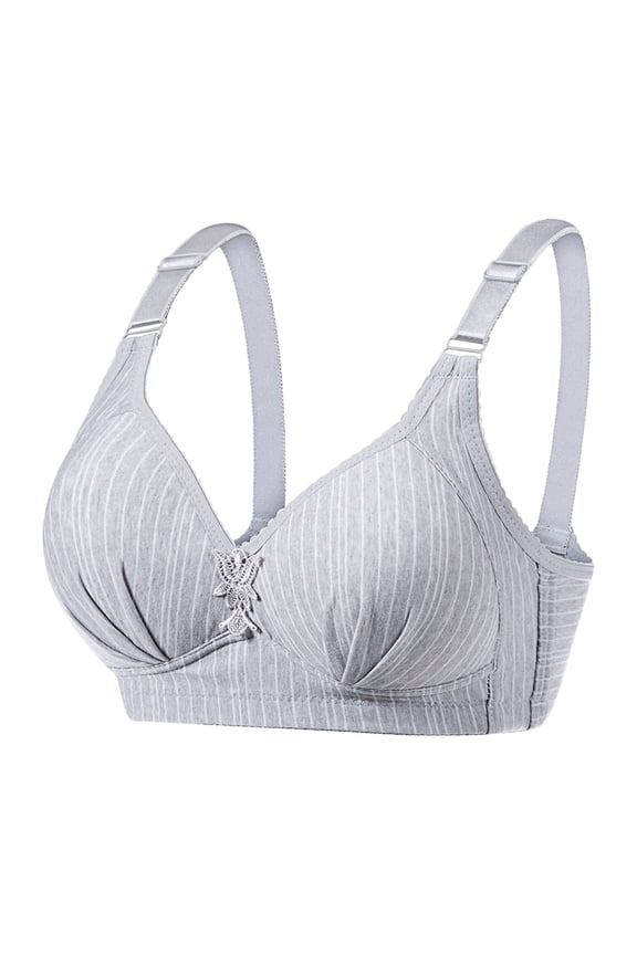 Sports Bras Women's Plus Size Bracasual Lace Front Button Shaping Cup Underwire Bra Plus Size Wire-Free Adhesive Bra for Large Breasts 8 Gray L