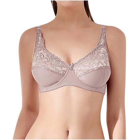 Mrat Sports Bras for Women Front Closure Seniors Sport High Support Cotton Bralettes Back Shapewear Lace Plus Size Bralette Elderly Front Closure Bras for Women Pink 34