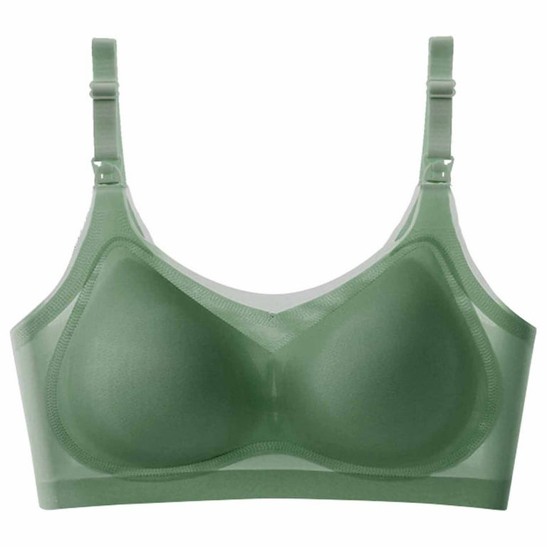 Mrat Clearance Sports Bras for Women High Support Lounge Zip up Sports Plus  Size Bralette Pad Underwire Front Snap Snap Front Bra Older Ribbed Front  Closure Bras for Women Green XL 