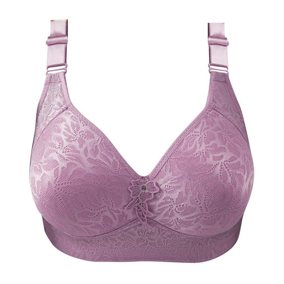 Mrat Clearance Sports Bras for Women High Support Solid Color Comfortable Hollow No Underwire Lace Bralette for Women Sports Bras for Women High Support Hollow Out Perspective Bra Underwear Purple 3XL