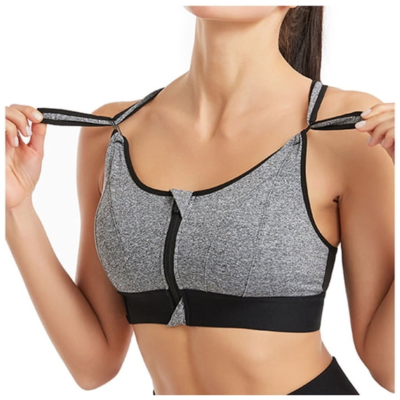 Mrat Clearance Sports Bras for Women Plus Size Yoga Wireless Swim Bras for Under Shirt Camisole Racerback Crop Tops Lace Bralettes V Neck Plus Size Front Closure Underwear Sports Bras Gray_A XXL