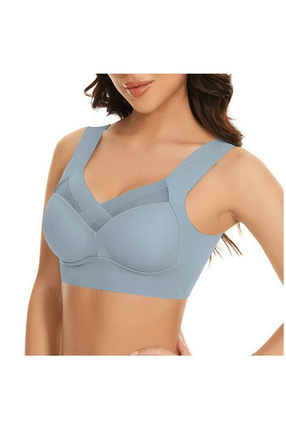 Mrat Sports Bras for Women Ribbed Nursing Strapless Bras Strapless Large Bust Tank Tops Racerback Bralettes Racerback Sports Bras for Women Blue L