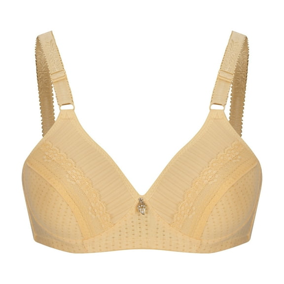 Mrat Strapless Bras for Women Lace with Support Bras Push up Bras Full Figure Padded Bralette Large Breasts Bralettes with Support Comfortable Lace Bra Yellow S