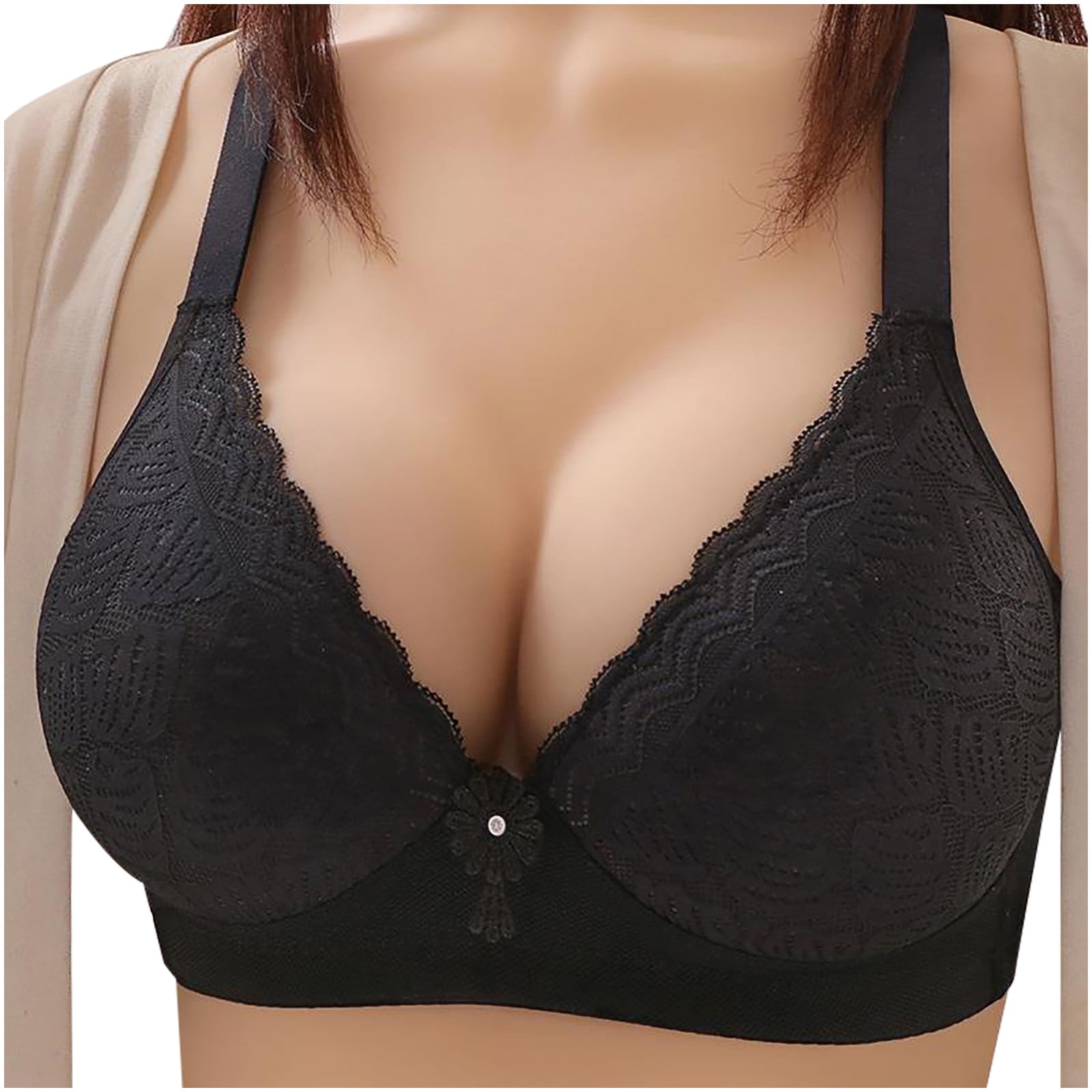 Mrat Clearance Strapless Bras for Women Large Bust Clearance Fixed Cup  Comfortable Small Chest Gathered Lace Without Underwire Bra Open Cup Bra  L_21