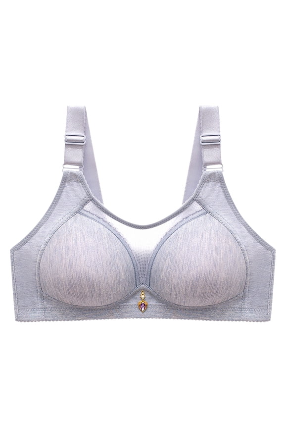 Clearance Strapless Bras for Women Push up Bowknot Printed Cotton Bras No Underwire Sports Bras Small Breast Comfortable Hollow Out Bra Underwear Silver_C L