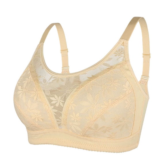 Mrat Clearance Strapless Bras for Women Push up Embroidered Comfortable Breathable Swim Bras for Under Shirt Daisy Bra Front Closure Plus Size Bra Underwear Khaki_B 38
