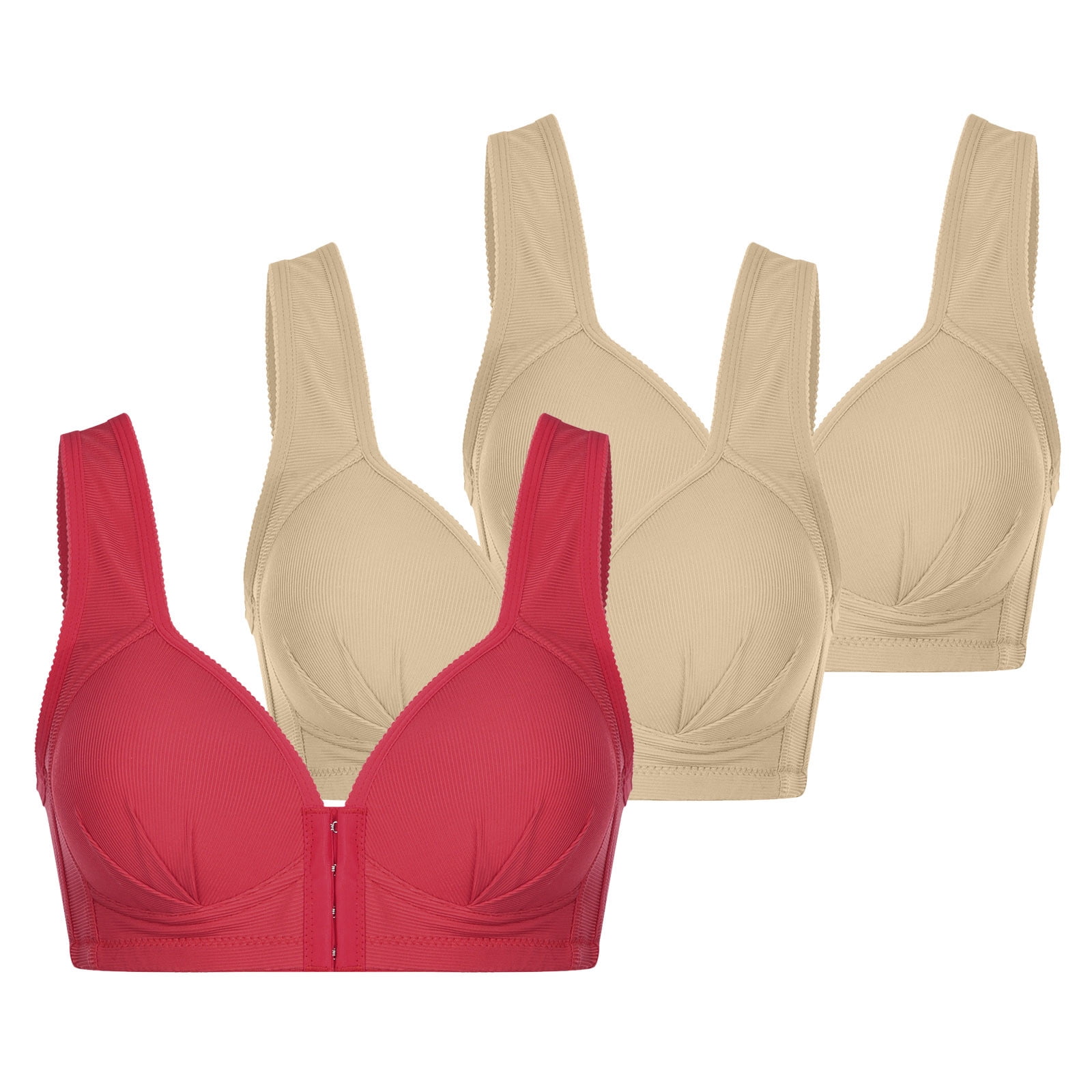 Mrat Clearance Front Closure Bras for Women Strapless Large Breasts Cotton  Bralette Plus Size Wire-Free Swim Under Swimsuit Tube Tops with Built in  Bra Strapless Large Bust Womens Sports Bras Red 3XL 