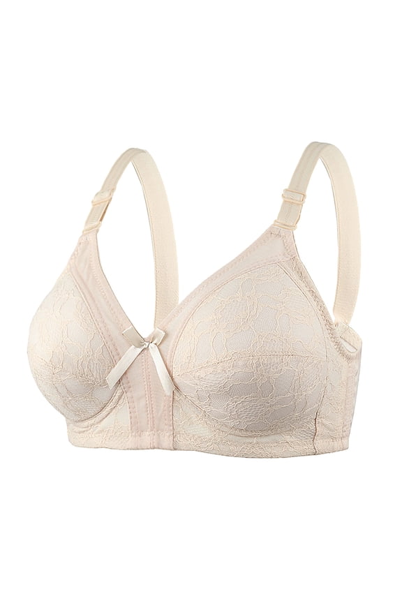 Mrat Training Bras for Ladies 8-10 Women's Plus Size Bra Casual Lace Front Button Shaping Cup Underwire Bra Plus Size Wire-Free Underwire Sports Bra 8 Khaki M