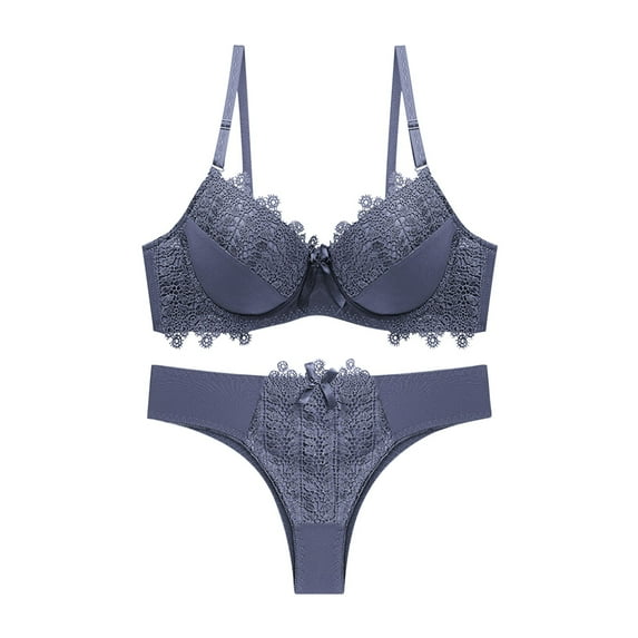 Mrat Tshirt Bras for Women Lace Solid Underwear Seamless Bra Cotton Bralettes Seamless Bralette for Female Pack Pajamas Embroidered Ladies Underwire Intimates Set Gray_B M