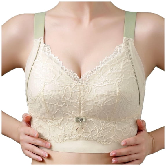 Mrat Clearance Tshirt Bras for Women Clearance Thin without Sponge Plus Size Halter Bra Strapless Bandeau Bras Plus Size Bra Daily Bra Beige_1 XXL