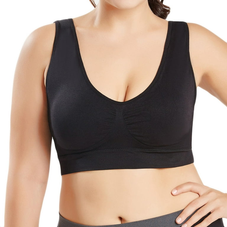 Mrat Clearance Underoutfit Bras for Women Clearance Women Pure Color Plus  Size Ultra-Thin Large Bra Sports Bra Full Bra Cup Tops Pumping and Nursing  Bra L_23 Black M 