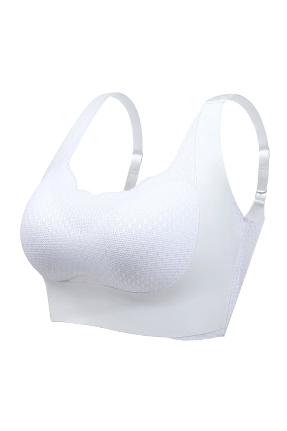 Mrat Women Bras Wireless Women Sports Lace Bra Wire-Free Underwear One-Piece Bra Everyday Underwear Ladies Sports Bra L_11 White 5XL