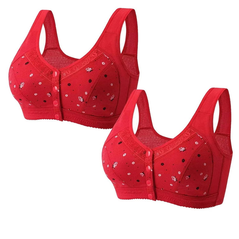 Front Button Bra for the Elderly Front Closure Everyday Sports Bras Comfort Wireless  Cotton Bras Full Coverage Bras for Women Comfortable Breathable Underwear  Clearance 