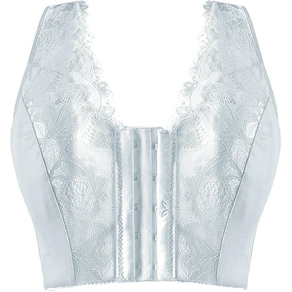 Mrat Women's Sports Bras Underwear Thin Large Long Line Camisole Racerback Crop Tops Lace Bralettes V Neck Women's Sports Bras Size No Sponge Breathable Cup Bra White 4XL