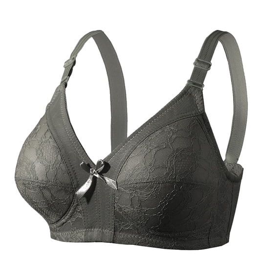 Mrat Workout Bras for Women Women's Plus Size Bracasual Lace Front Button Shaping Cup Shoulder Strap Underwire Bra Plus Size Wire-Free Supportive Bra 8 Green S