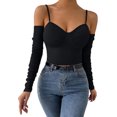 thumbnail image 1 of Mrat Compression Tank Tops Fashion Women's Casual Comfortable Solid V-Neck Tops Blouse T-Shirt Compression Tank Tops for Women S-501 Black S, 1 of 8