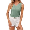 thumbnail image 1 of Mrat Compression Tank Tops Women's Fashion Printed T-Shirt 3/4 Sleeves Blouse Round Neck Casual Tops Workout Tank Tops Woman S-482 Green S, 1 of 3